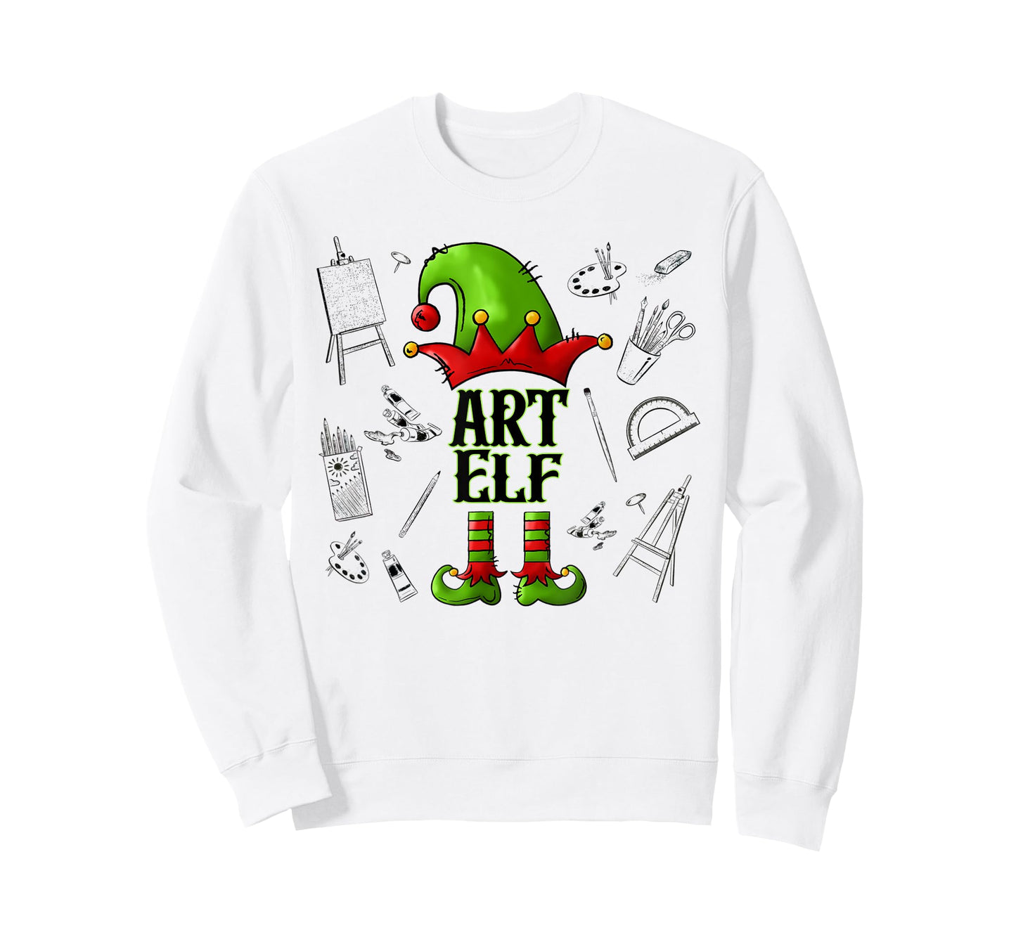 Art Elf Christmas Pajama Merry Christmas Art Teacher T-Shirt for Men Women Kids