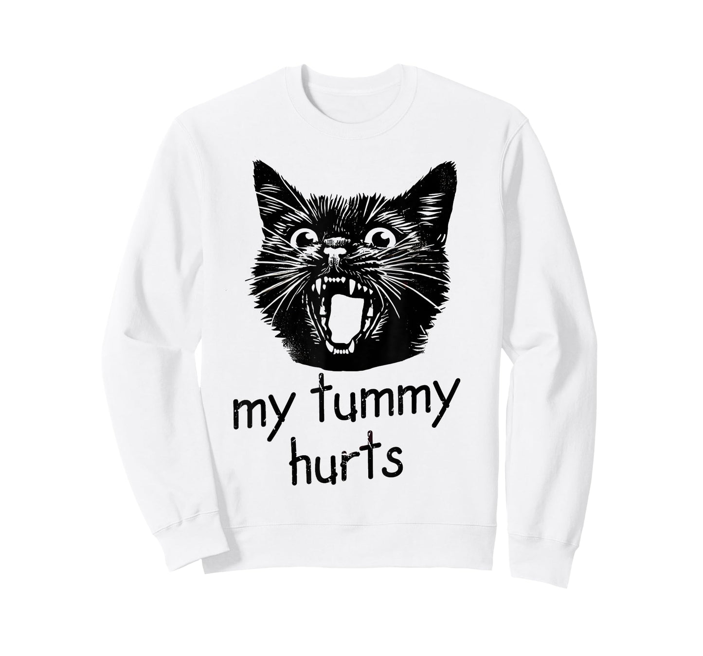 My Tummy Hurts Funny Black Cat Meme Stomach Ache IBS-C Joke T-Shirt for Men Women