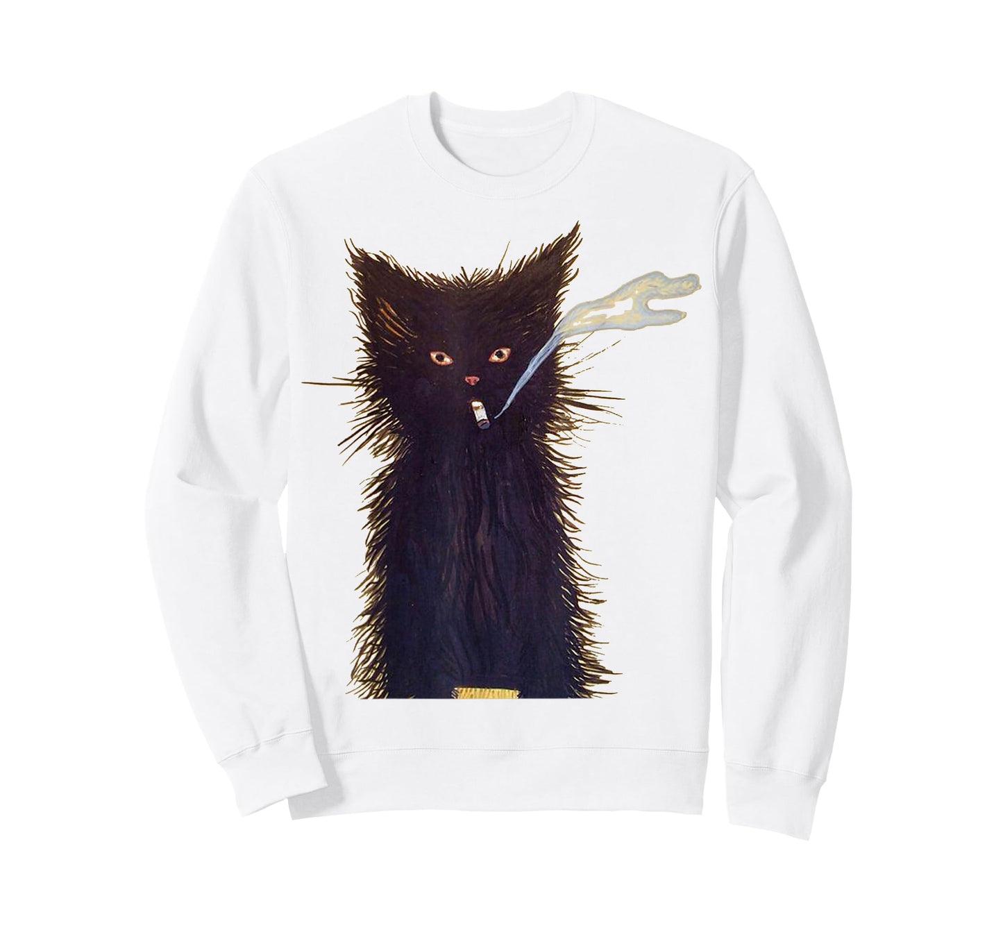 Smoking Black Cat Art Smoke T-Shirt