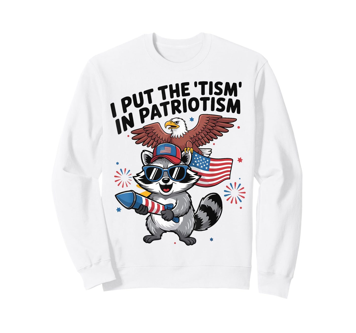 Funny Raccoon Retro I Put The Tism in Patriotism USA T-Shirt