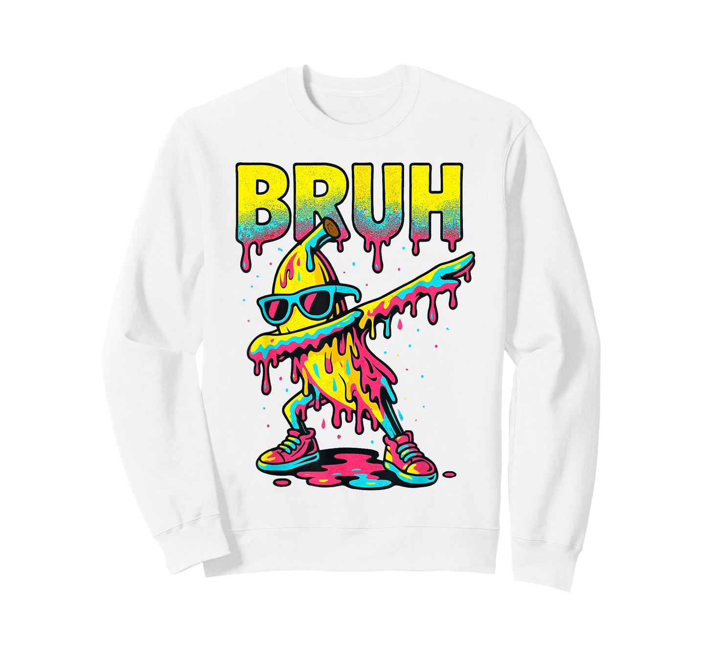 Dabbing Banana Bruh Ice Cream Drip Banana Youth Boys Kids T-Shirt