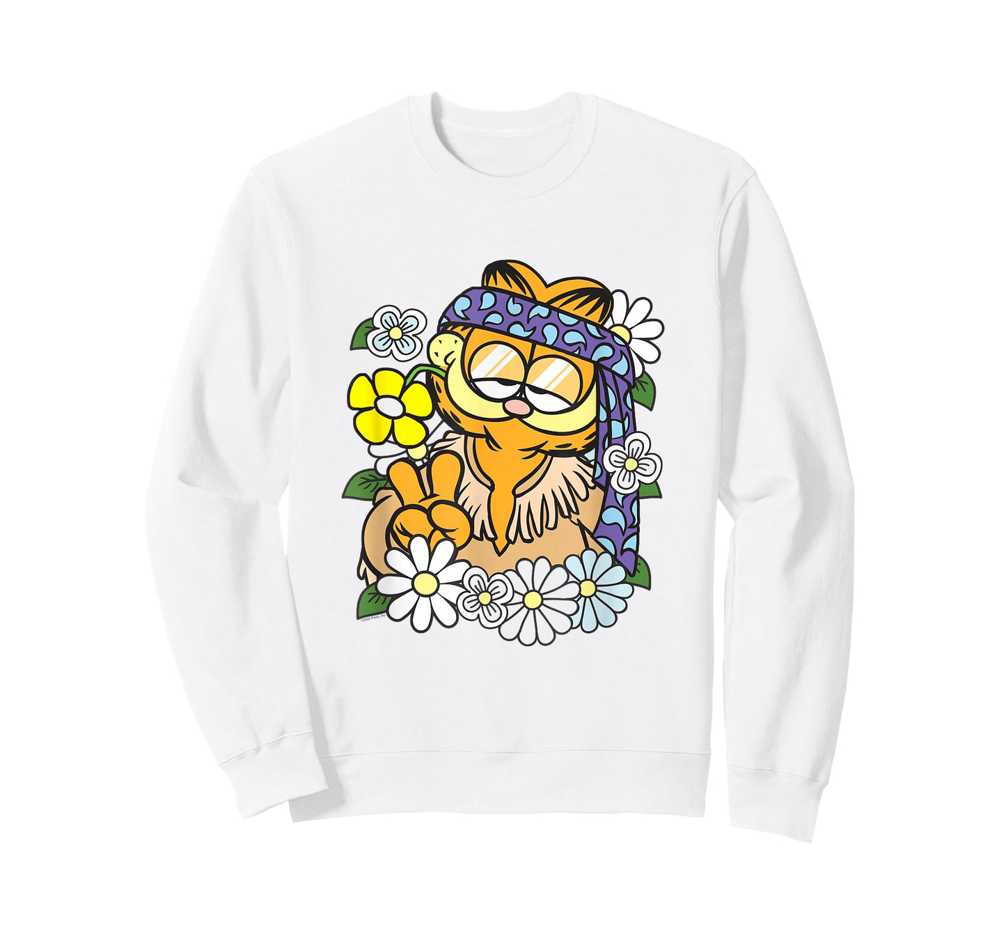 Garfield Hippie with Flowers Retro Cat Cartoon T-Shirt