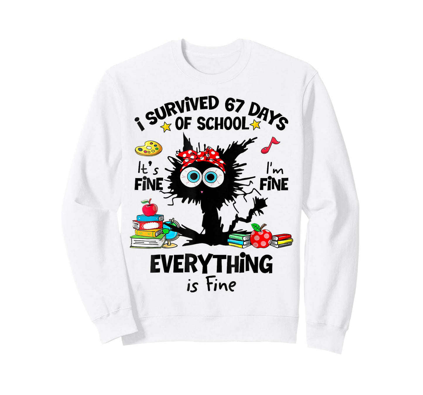 Cat I Survived 67 Days of School Teachers Students Six Seven T-Shirt