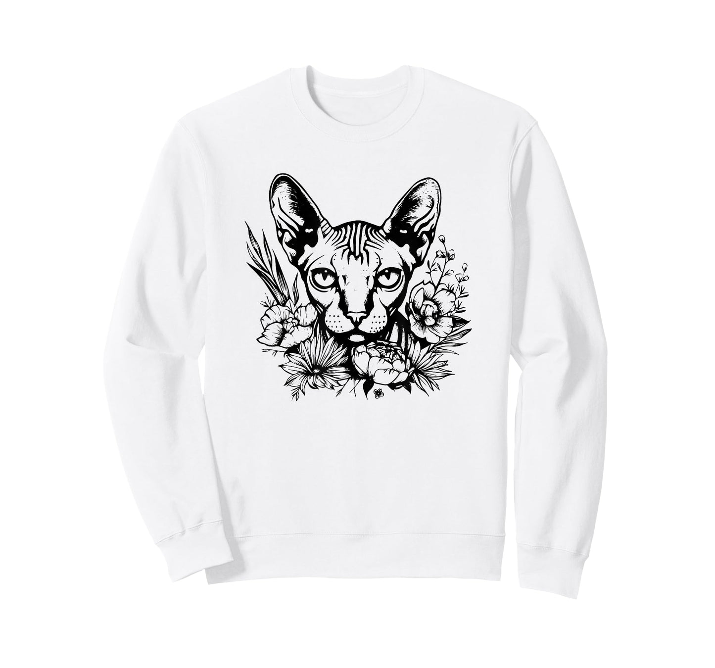 Womens Girls Flowers Pet Floral Hairless Sphynx Cat Lover T-Shirt