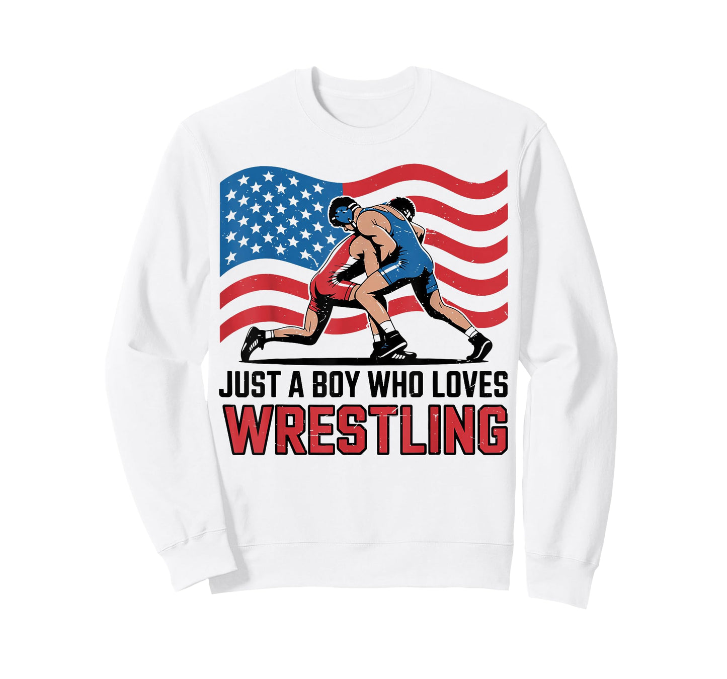 Toddler Boy Who Loves Wrestling American Flag US Wrestler T-Shirt