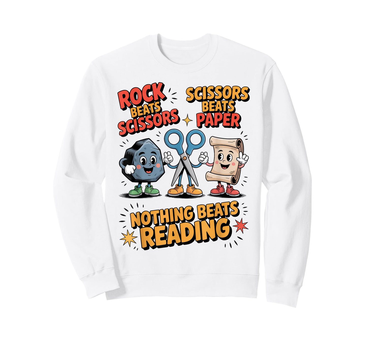 Nothing Beats Reading Rock Paper Scissors Funny Book Lover T-Shirt