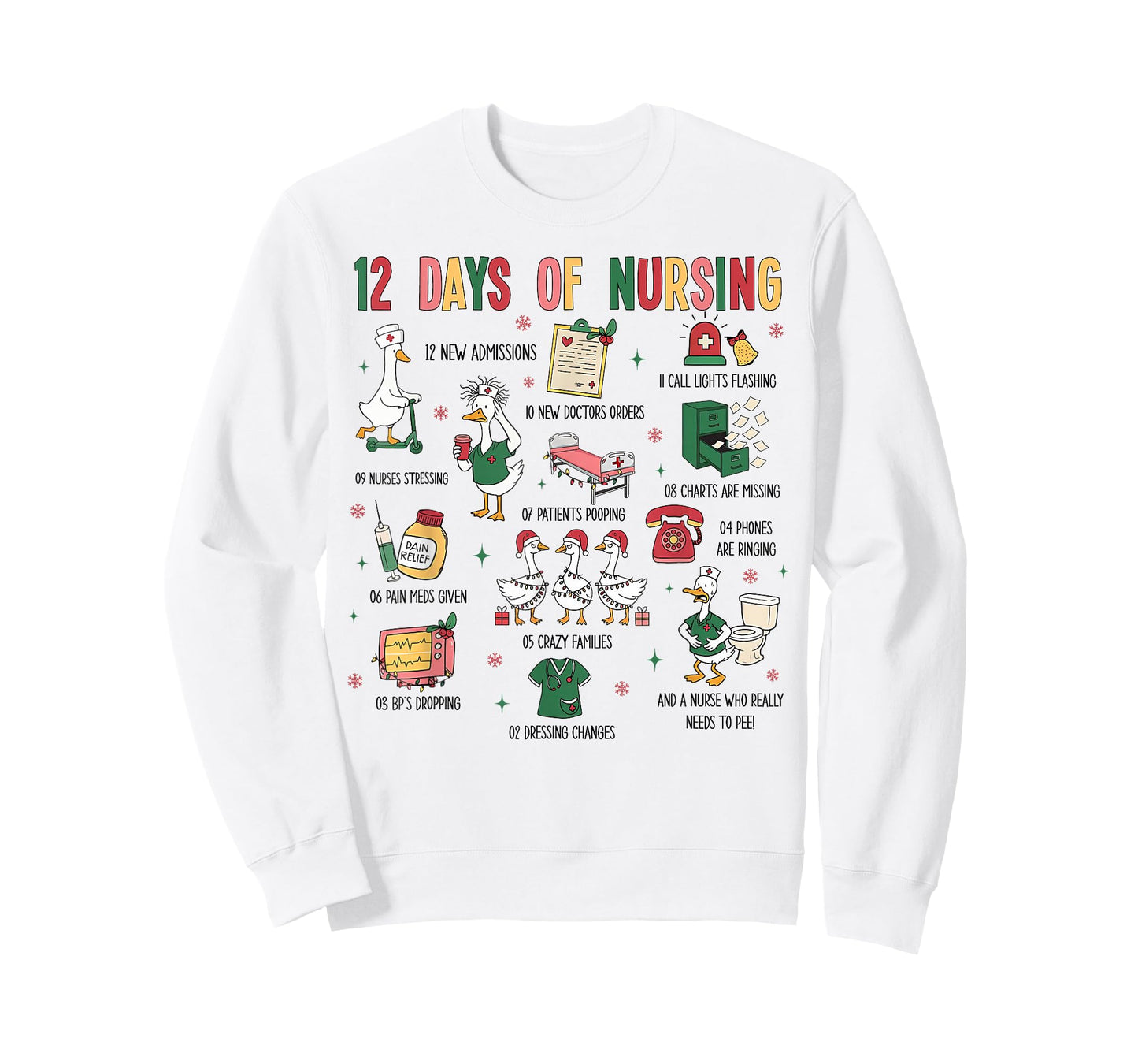 12 Days of Nursing Christmas Silly Goose Registered Nurse T-Shirt