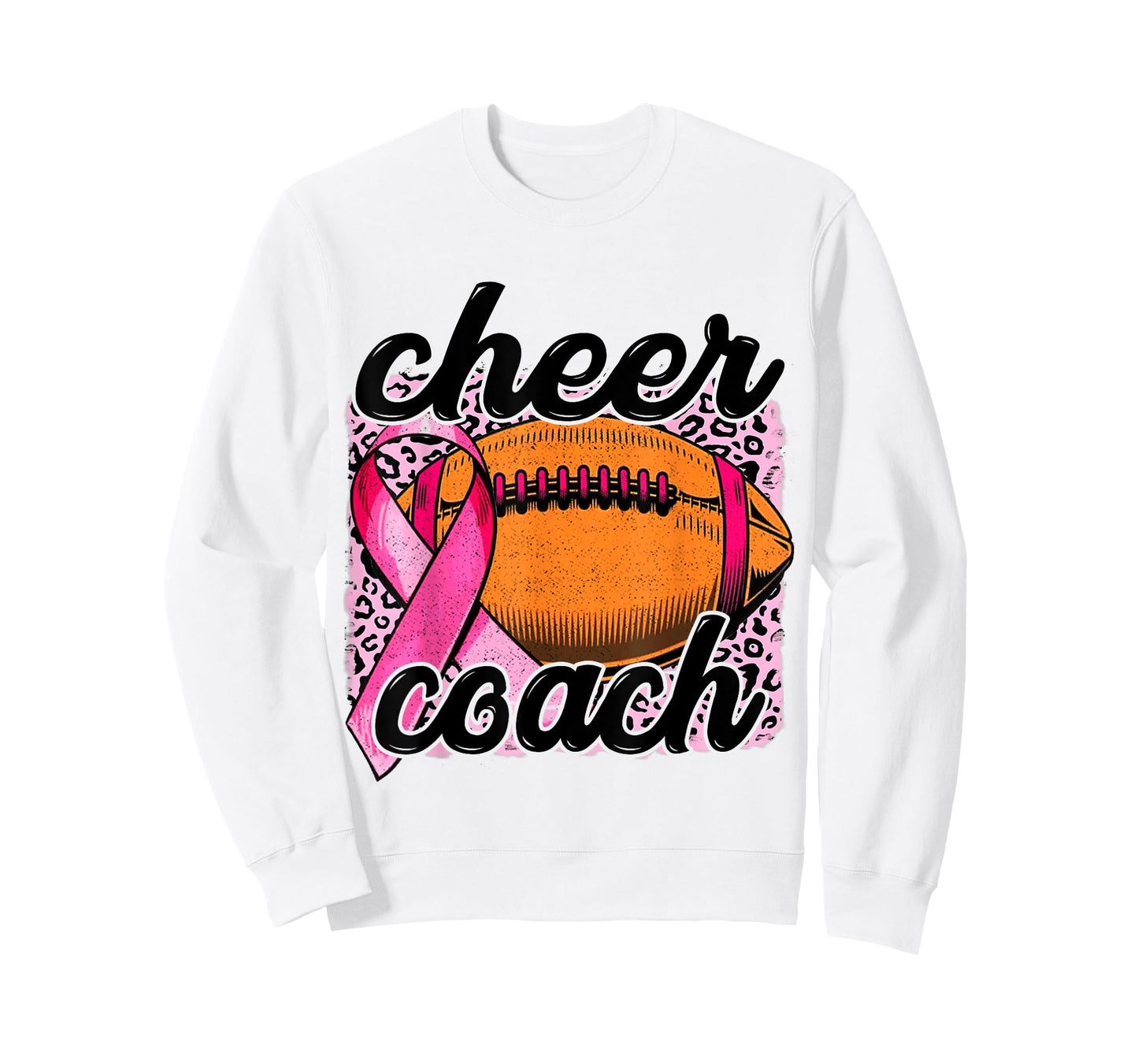 Cheer Coach Breast Cancer Football Pink Ribbon Awareness T-Shirt