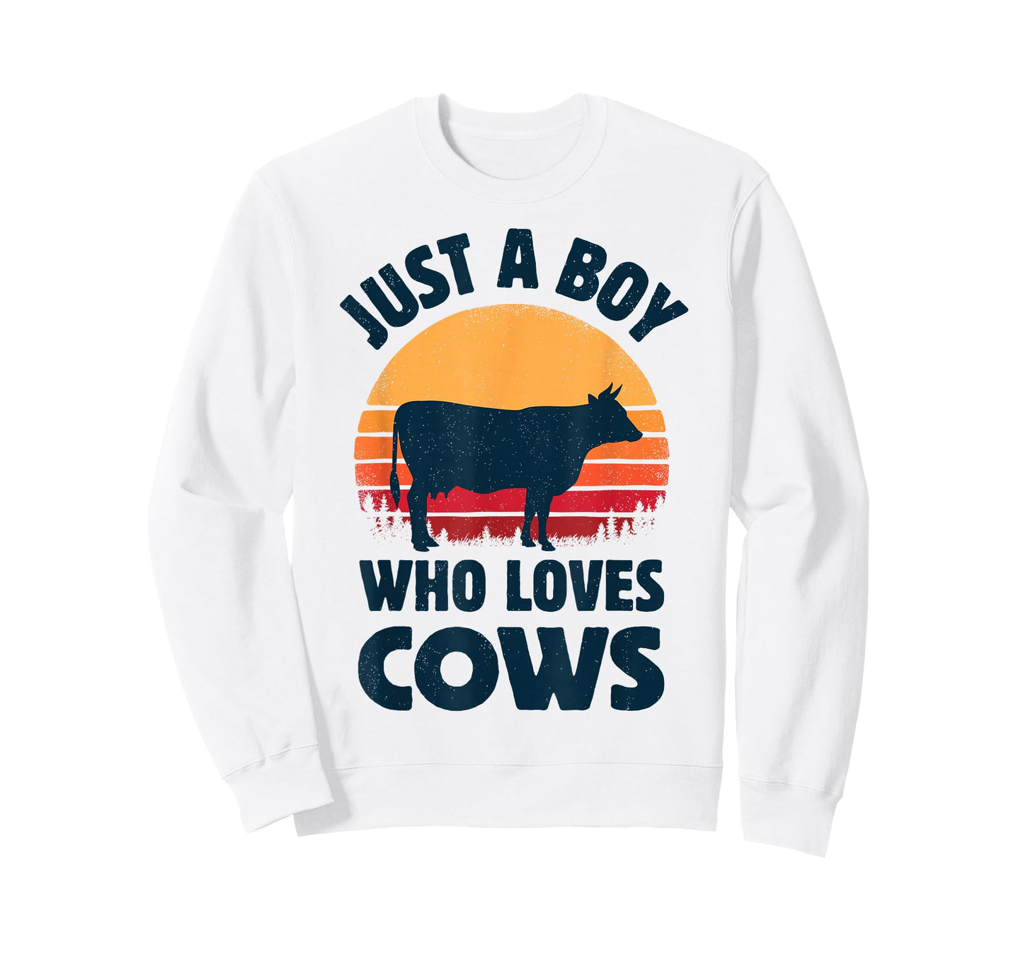 Cow Just A Boy Who Loves Retro Farm Animal Farmer Sunset T-Shirt