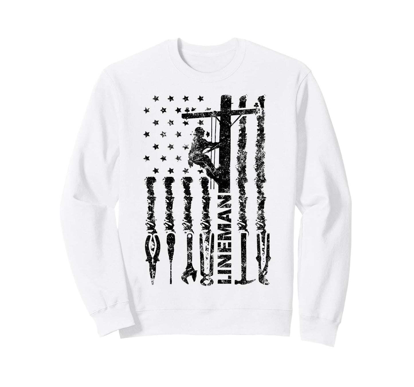 Lineman American flag electrician USA flag funny lineman T-Shirt