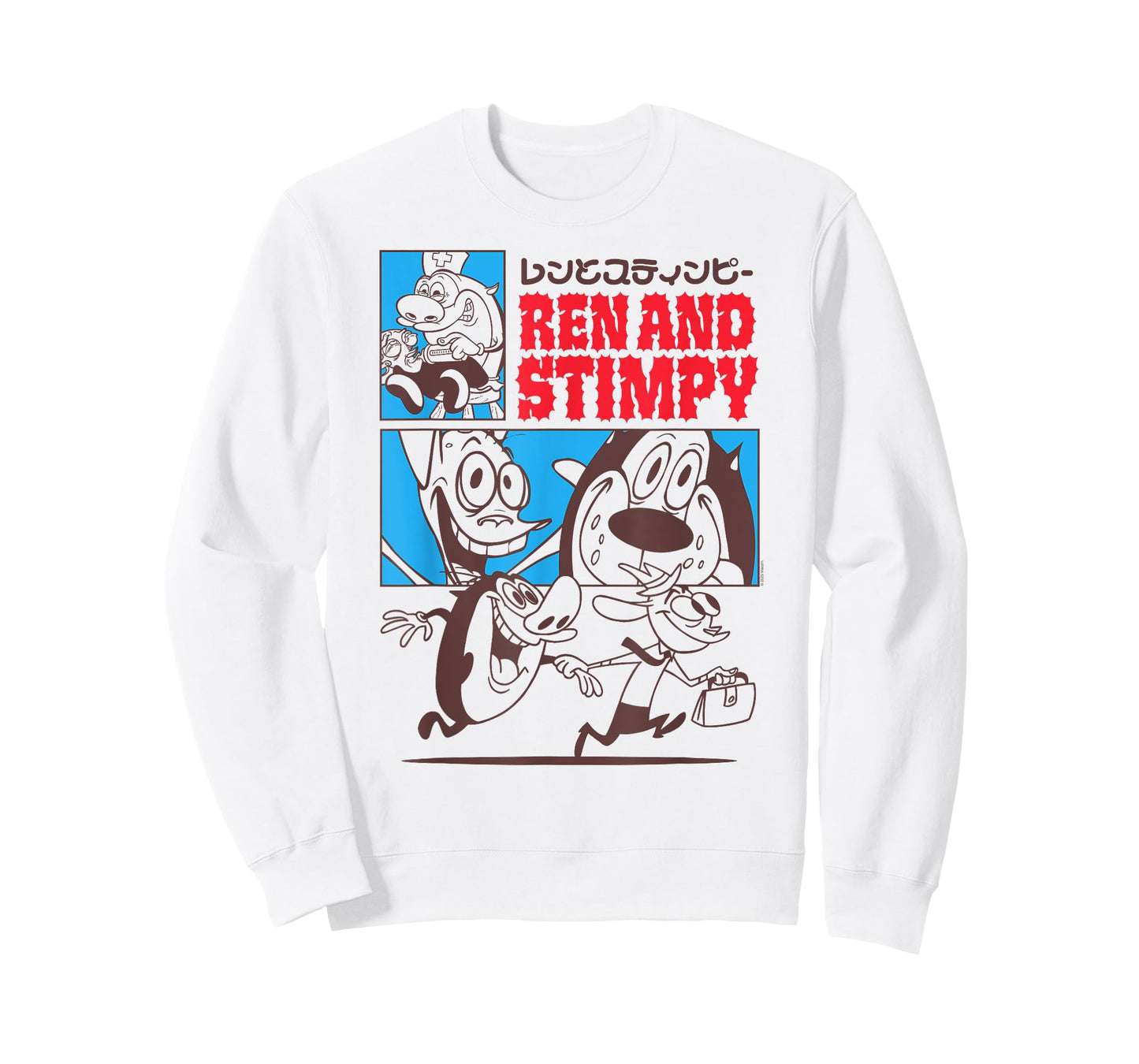 Ren and Stimpy Collage with Kanji Funny Cartoon T-Shirt