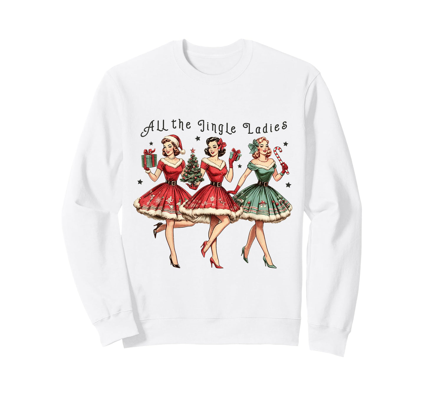 All The Jingle Ladies Funny Vintage Christmas T-Shirt