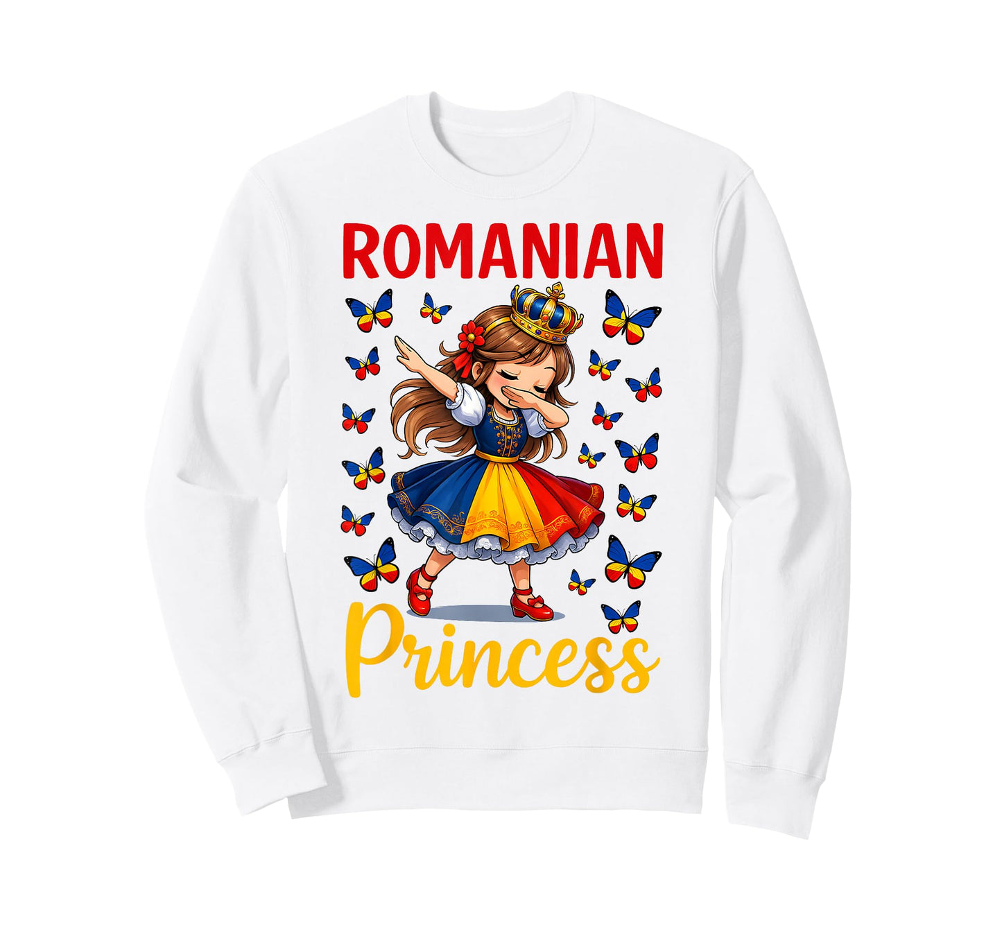 Romanian Princess Cute Girl Dabbing with Crown for Girls T-Shirt