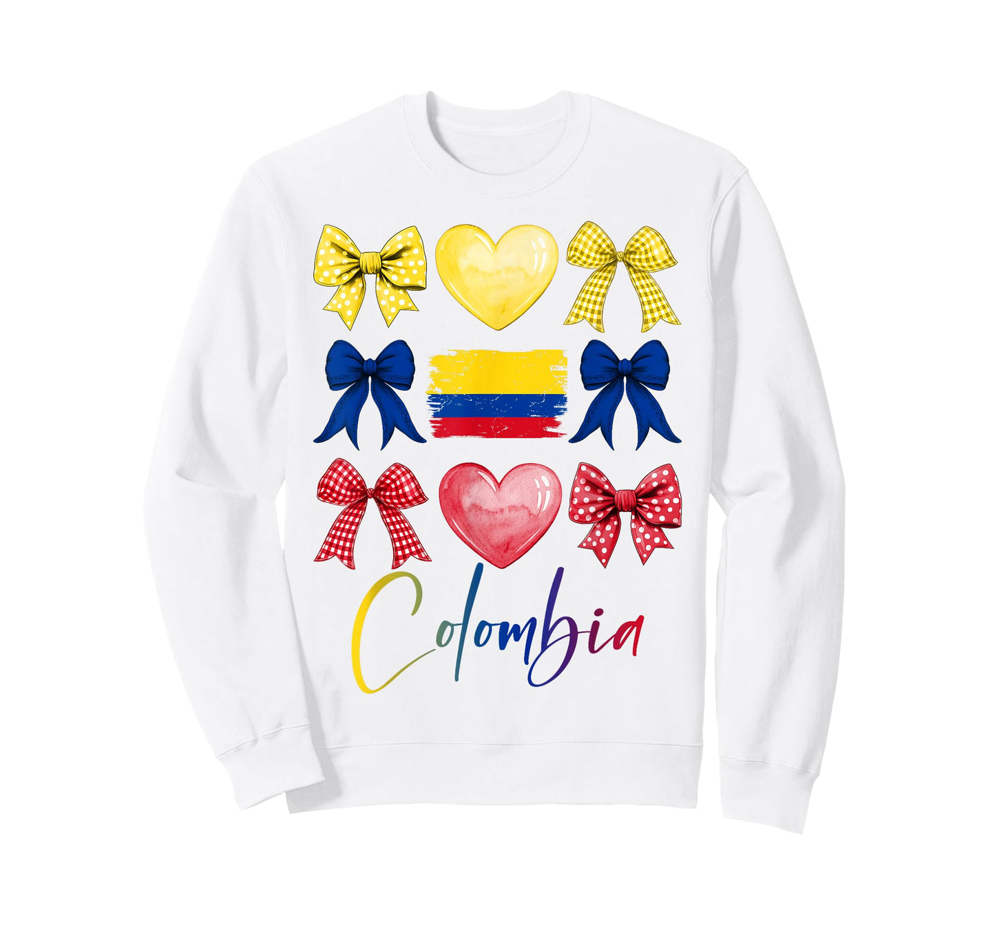 Colombia Hispanic Heritage Month Bow Colombian Flag Girls T-Shirt