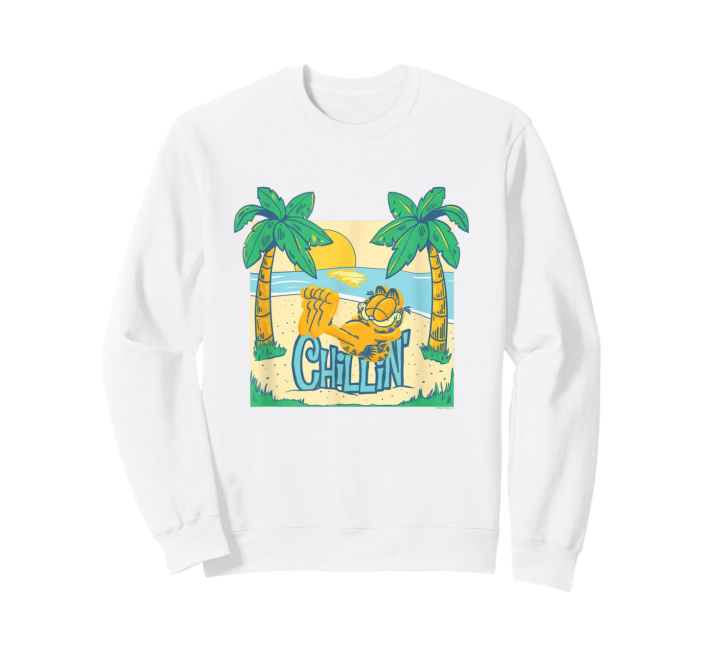 Garfield Chillin' at the Beach Summertime Cartoon Cat T-Shirt