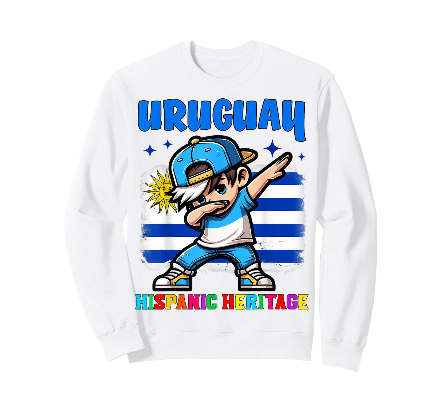 Uruguay Dabbing Kid Hispanic Heritage Celebration for Kids T-Shirt