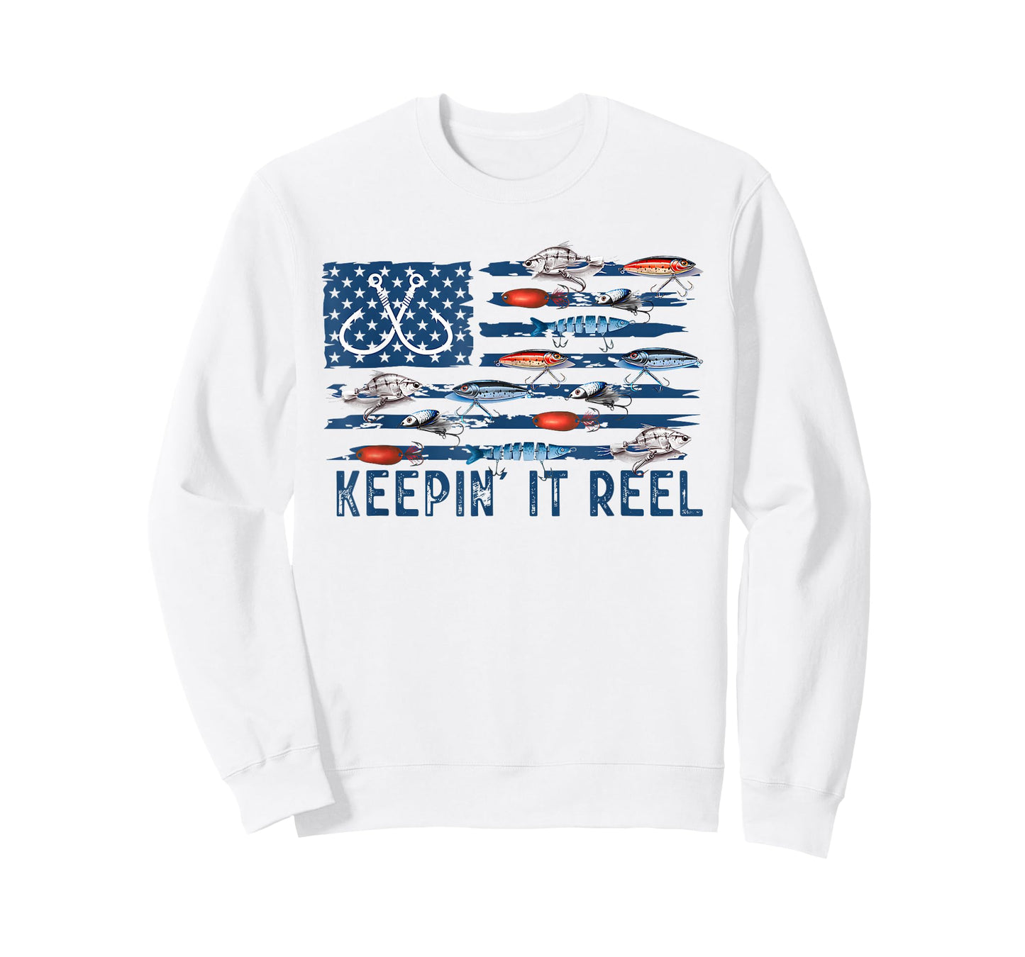 Keepin' It Reel Fishing Lure Flag Fisherman Bass Fishing T-Shirt