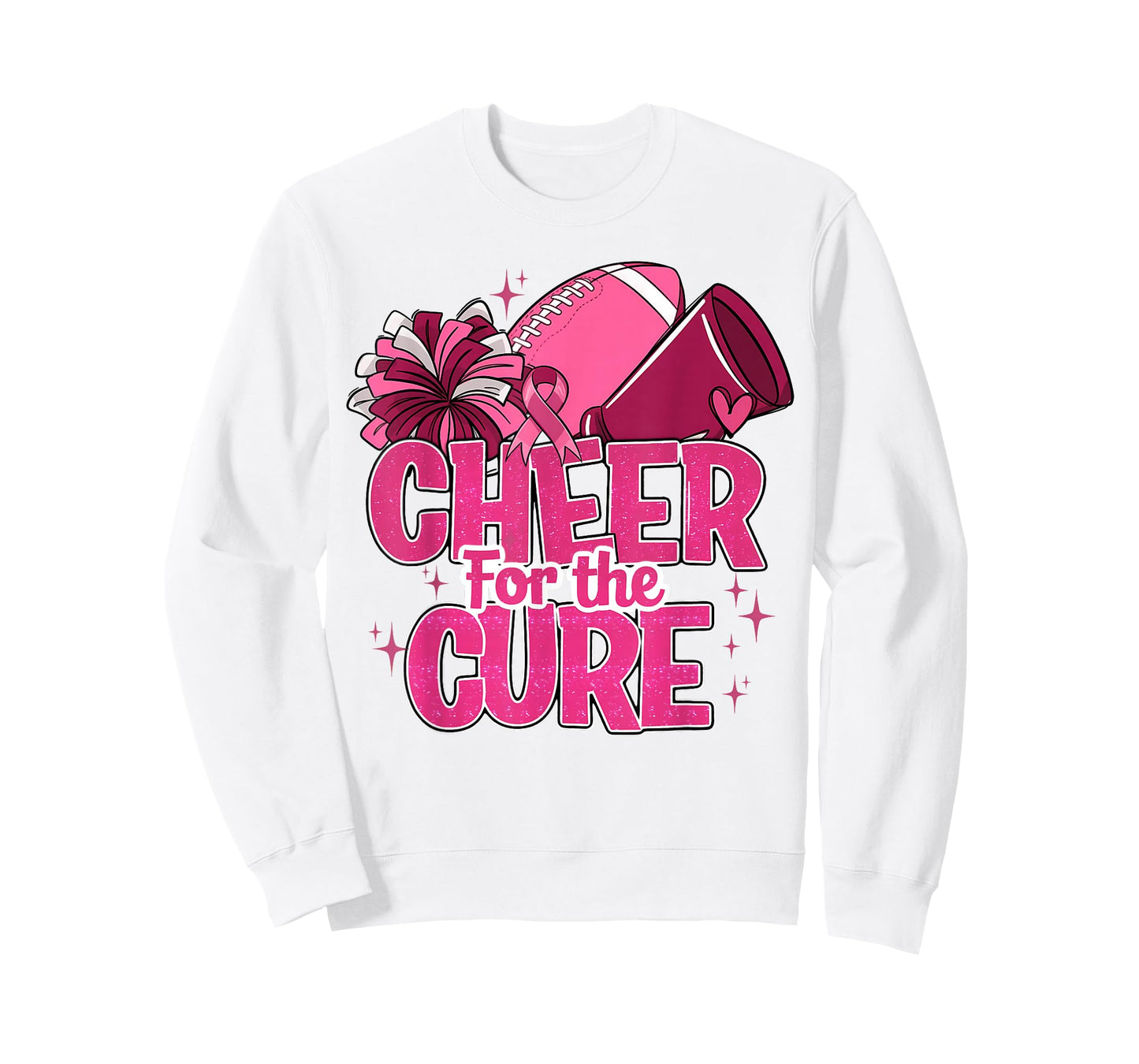 Cheer For The Cure Breast Cancer Awareness Pink Ribbon T-Shirt