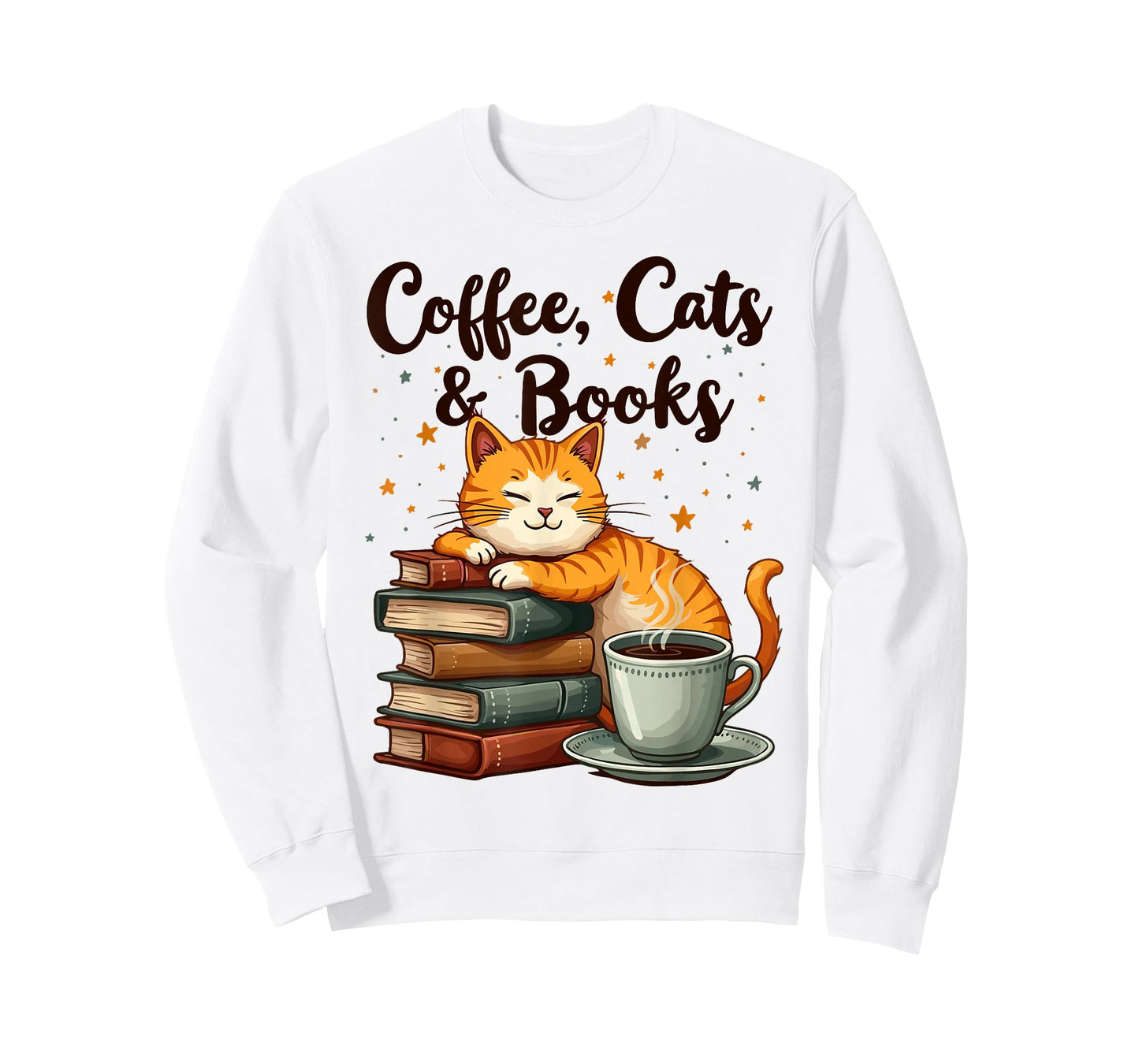 Coffee Cats And Books Lover, For Women & Girls, Funny Coffee T-Shirt