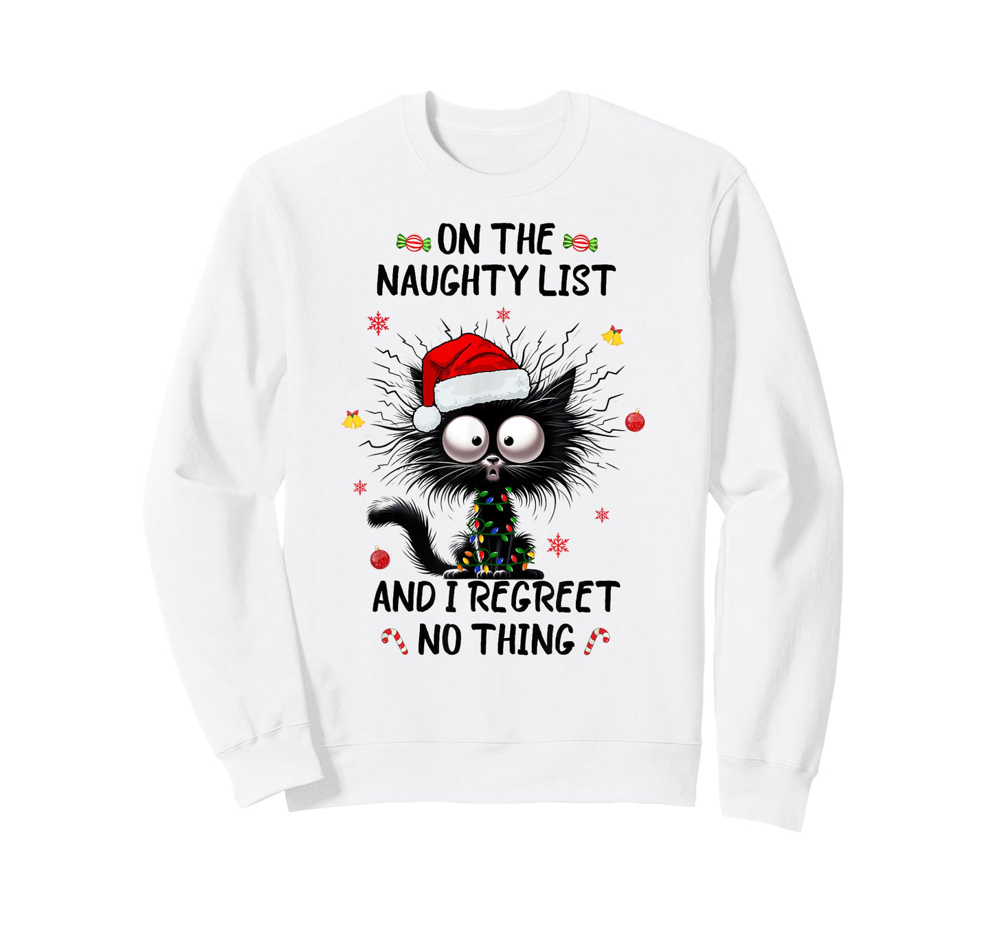 Christmas in July Funny Black Cat Santa on the Naughty Kids T-Shirt