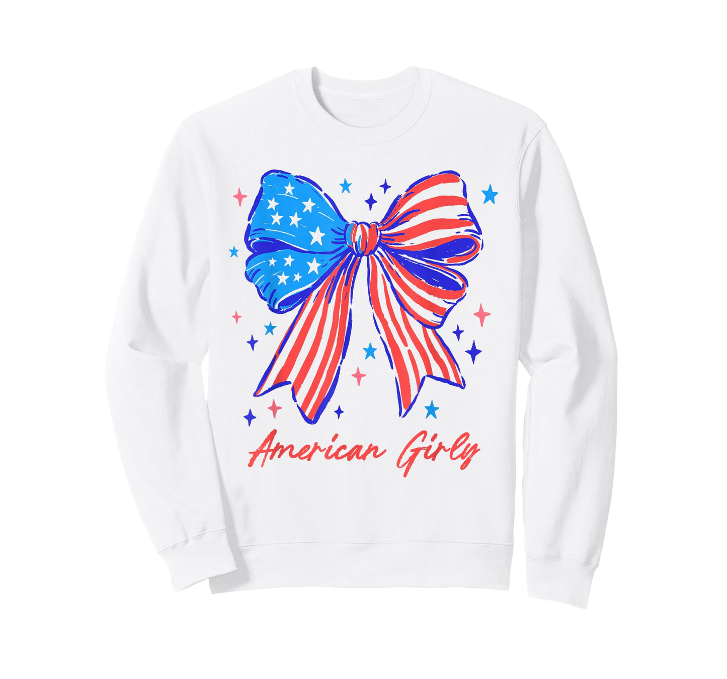 Coquette Bow USA Patriotic American Flag 4th of July Girl T-Shirt