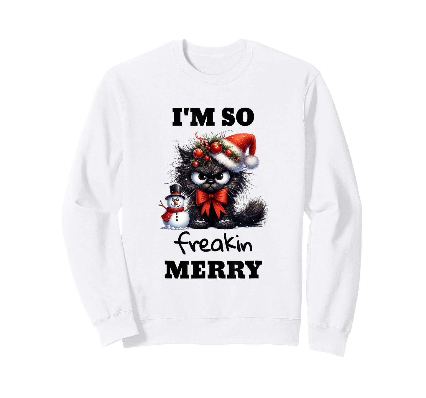 I'm So Freakin Merry Christmas Angry Cat and Snowman Funny T-Shirt