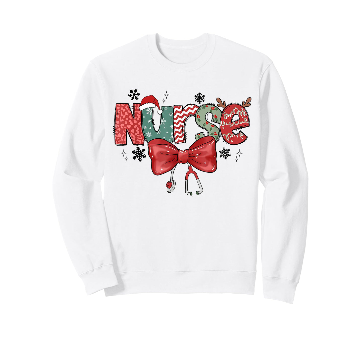 Christmas Nurse Coquette Bow Stethoscope Nursing Xmas Pjs T-Shirt