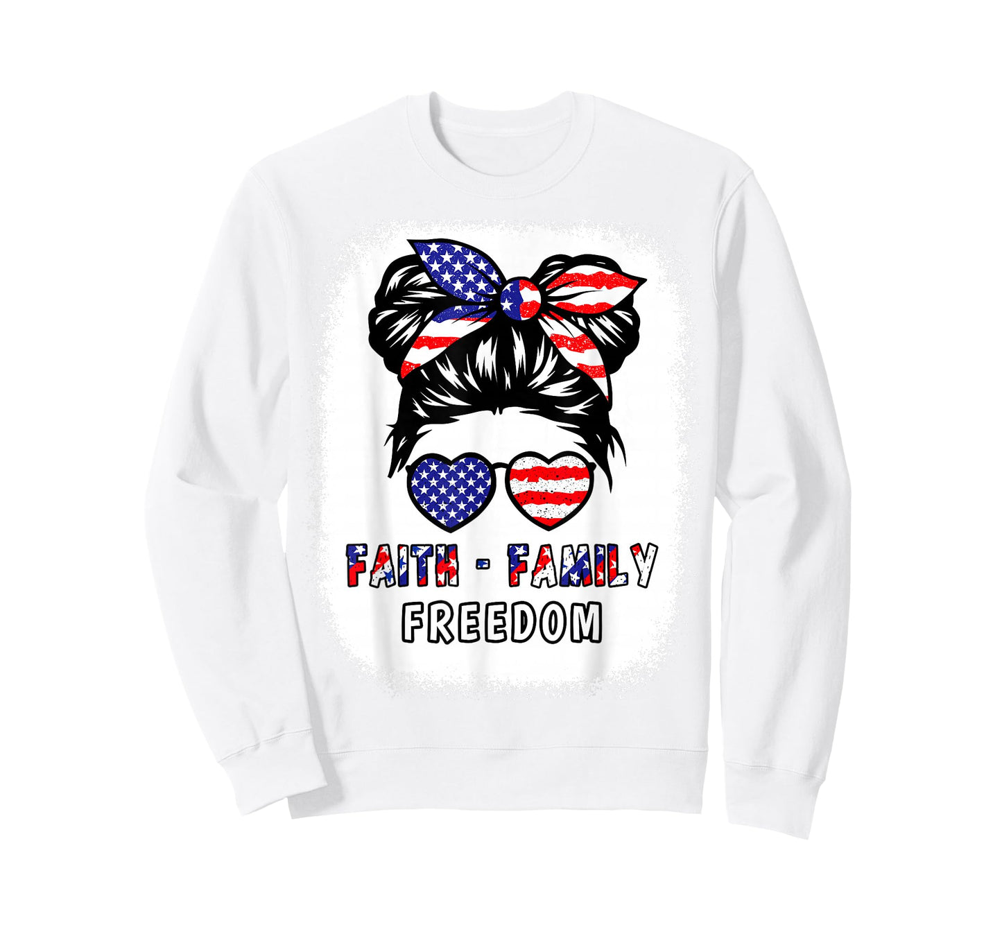 Faith Family Freedom Patriotic Christian Girls American Flag T-Shirt