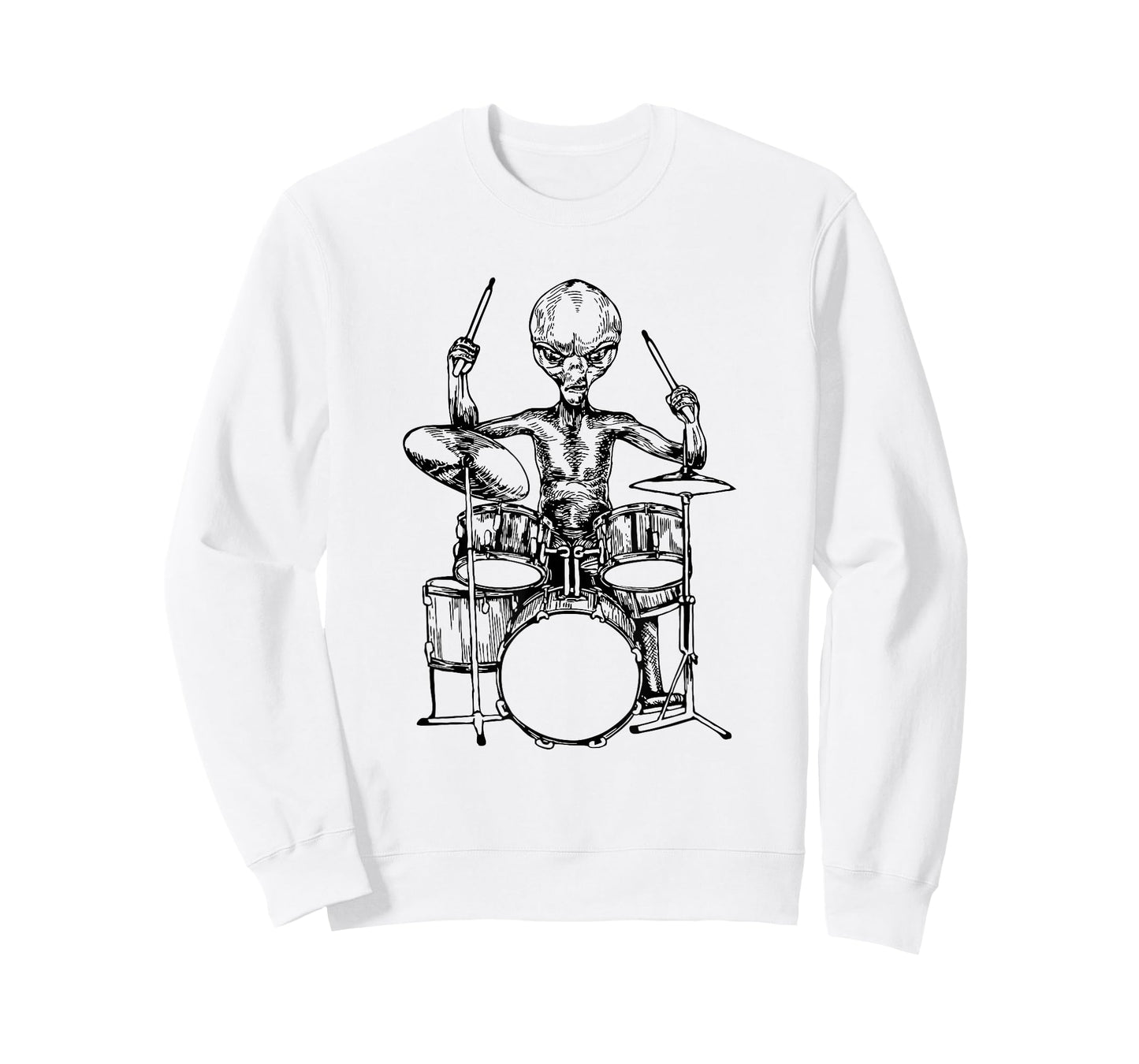 Alien Playing Drums Funny Space Drummer Rock Musician T-Shirt