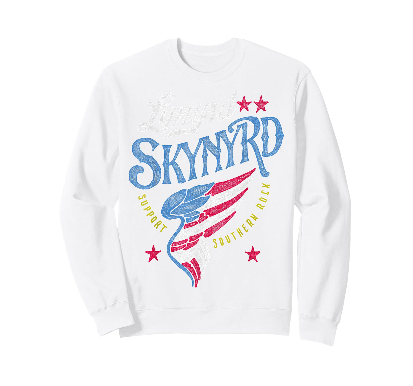 Lynyrd Skynyrd Support Southern 70s Rock Wing Flag Stars T-Shirt