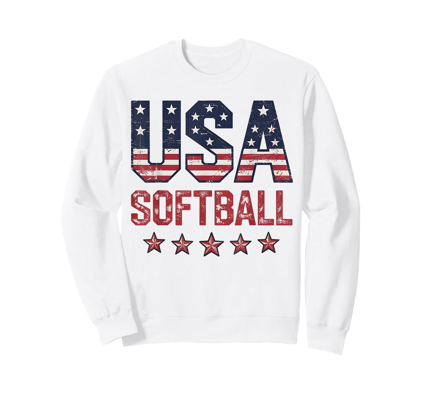 Softball USA American Flag Women Men Patriotic Softball Fan T-Shirt