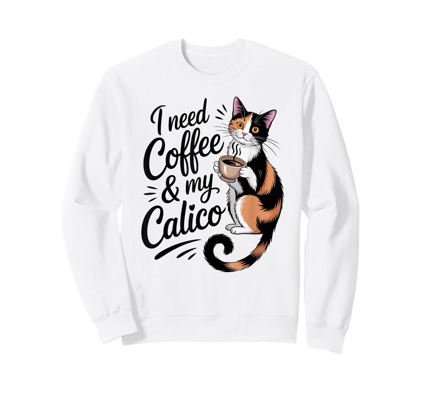 I Need Coffee & My Calico Minimalist Shirt Funny Cat Lover T-Shirt