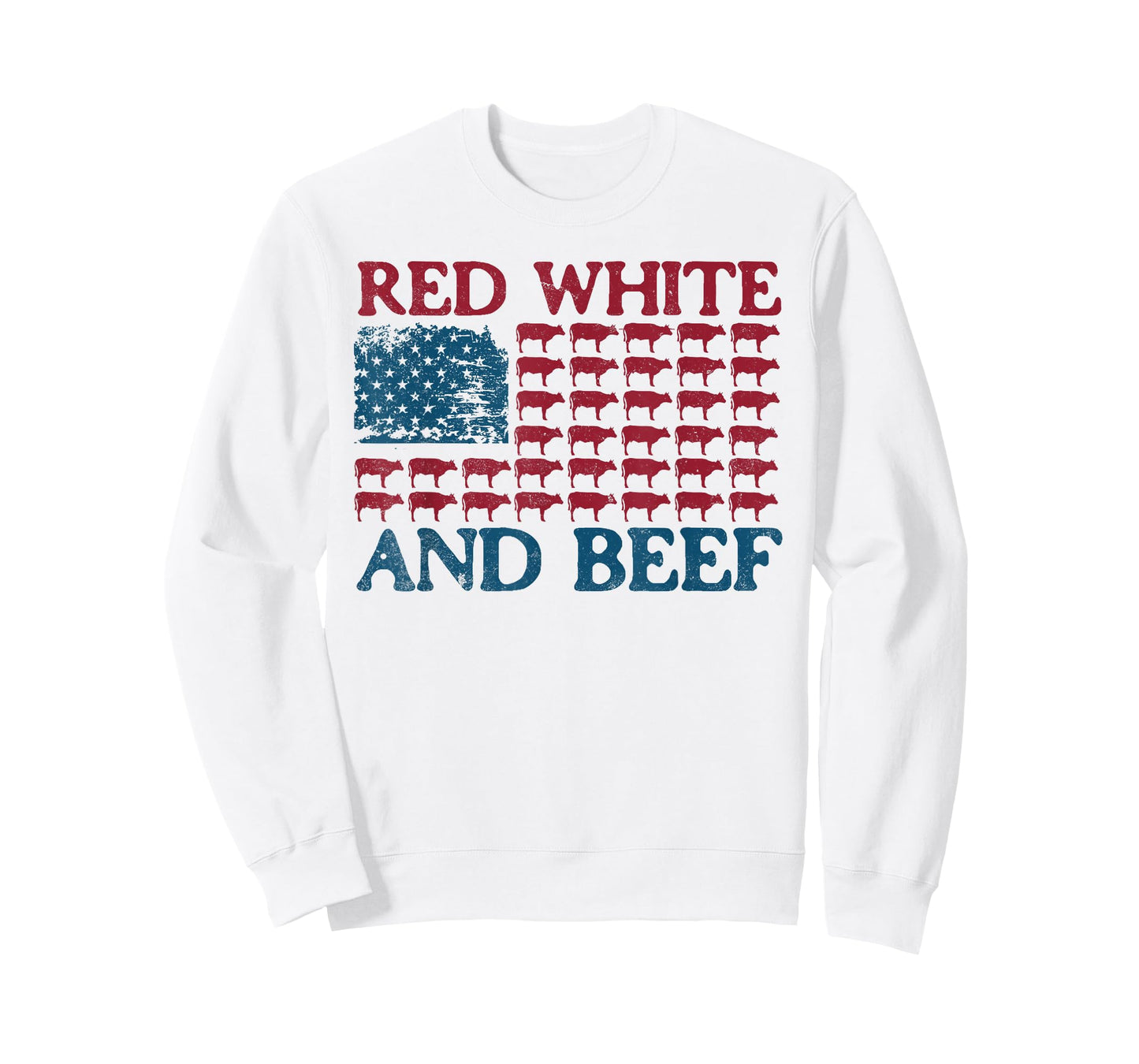 Red White And Beef 4th Of July Cattle American Flag Cow T-Shirt