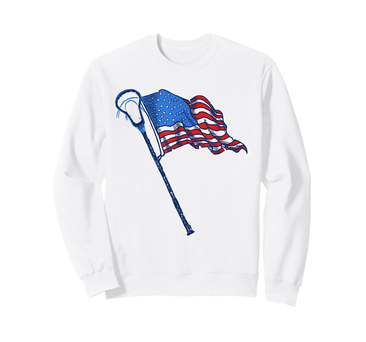 Retro USA American Flag Lacrosse Stick 80's Style T-Shirt