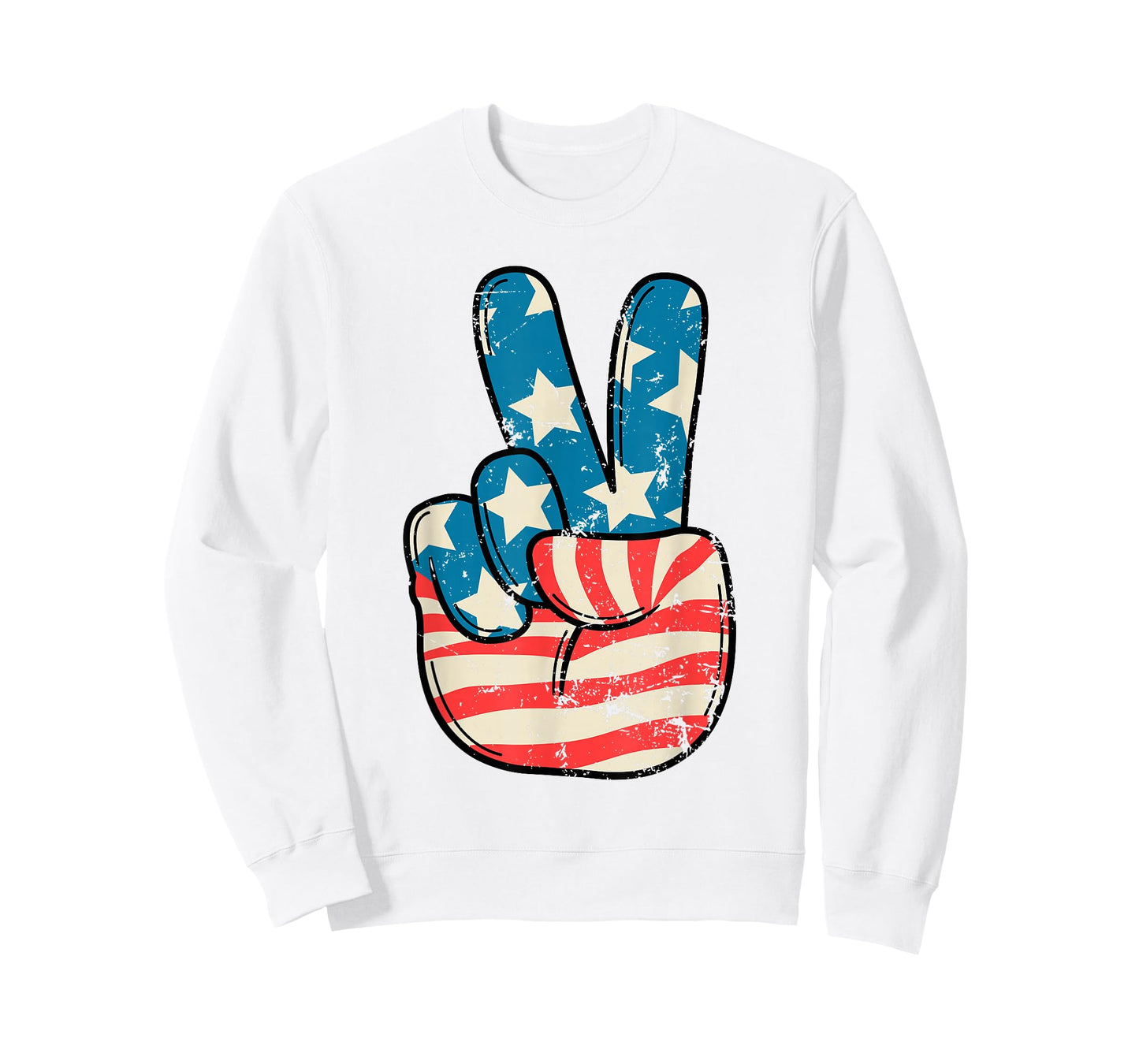 USA Flag Peace Sign Hand 4th of July Patriotic Men Boys T-Shirt