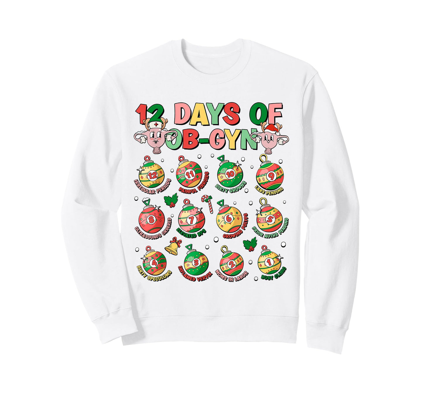 12 Days Of Obgyn Crew Christmas OBGYN Nurse Nursing School T-Shirt