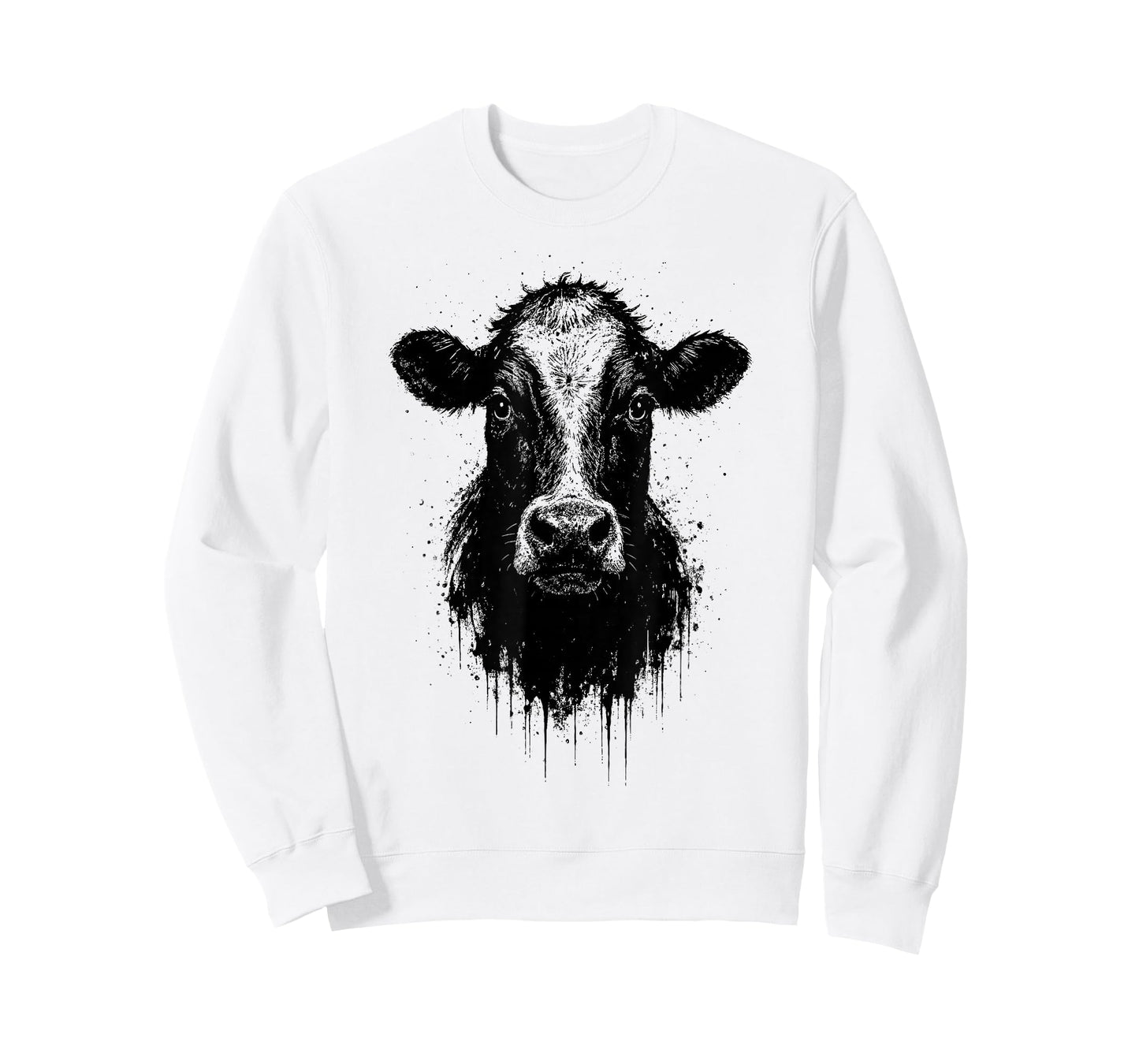 Cow Ink Art Country Farm Rustic Animal Portrait Edgy Grunge T-Shirt