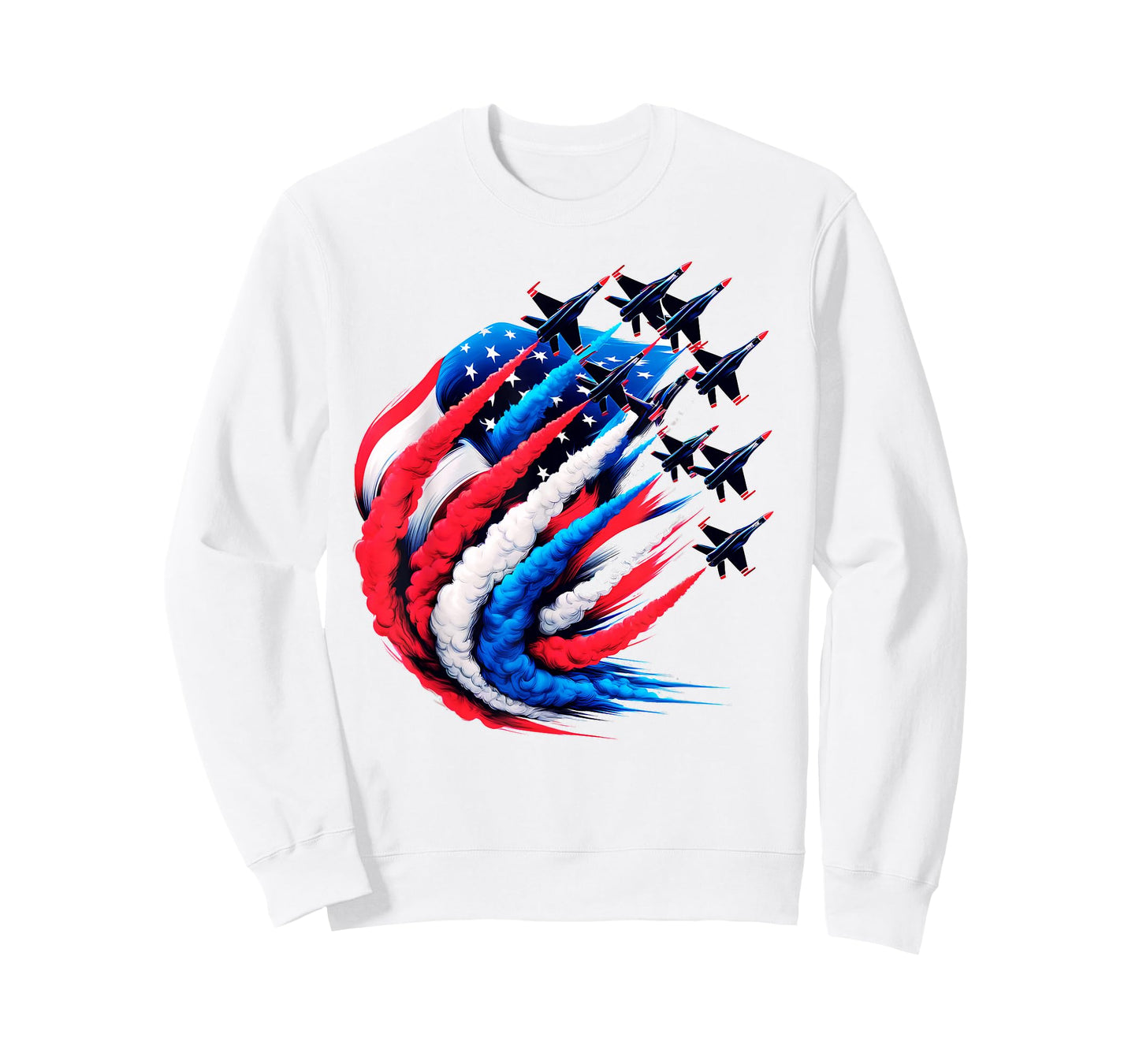 USA Flag Sky Formation 4th July Air Show Military Airplanes T-Shirt