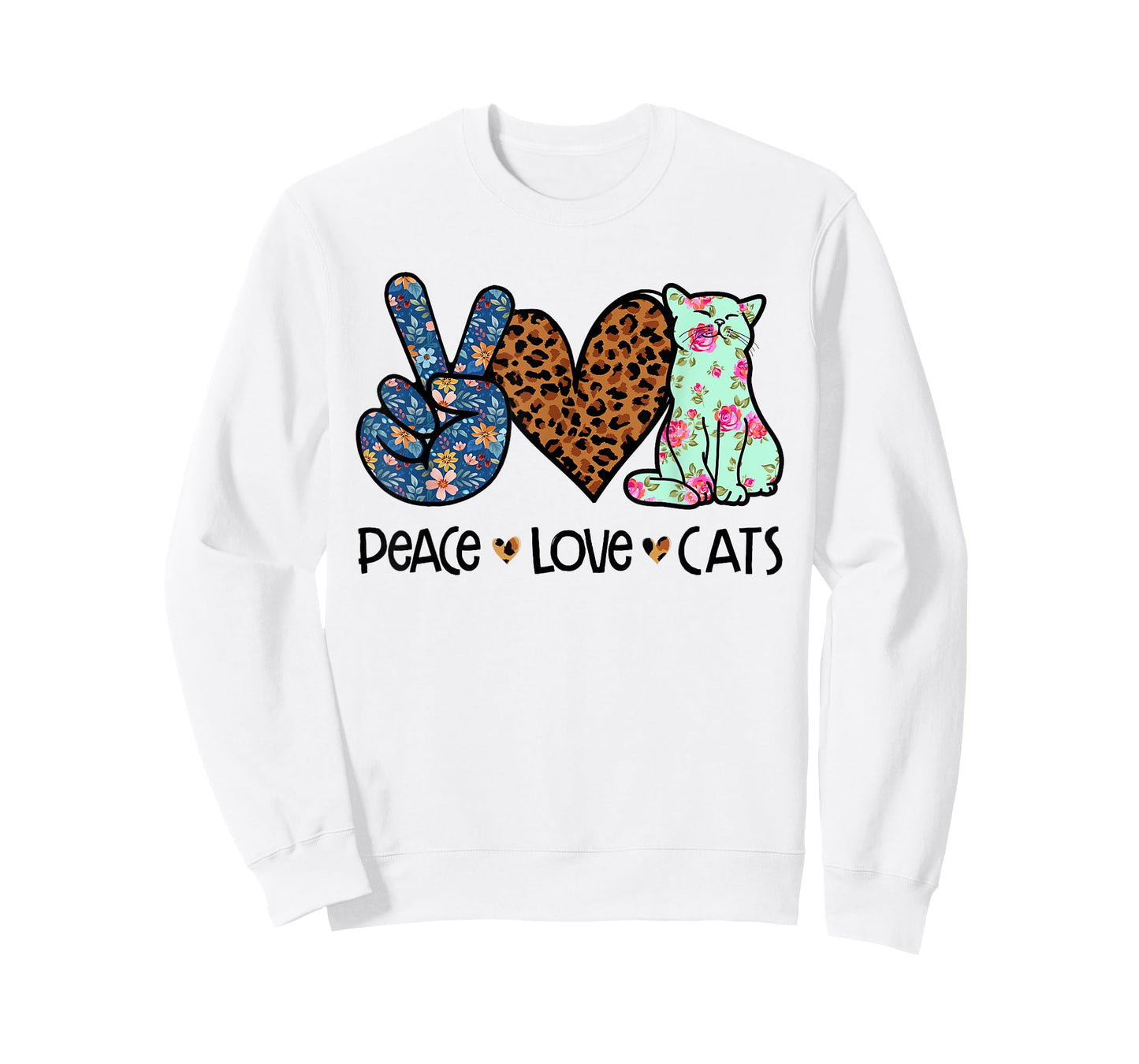 Peace Love Cats Kitty Cat lover T-Shirt for Men Women Girls Kids