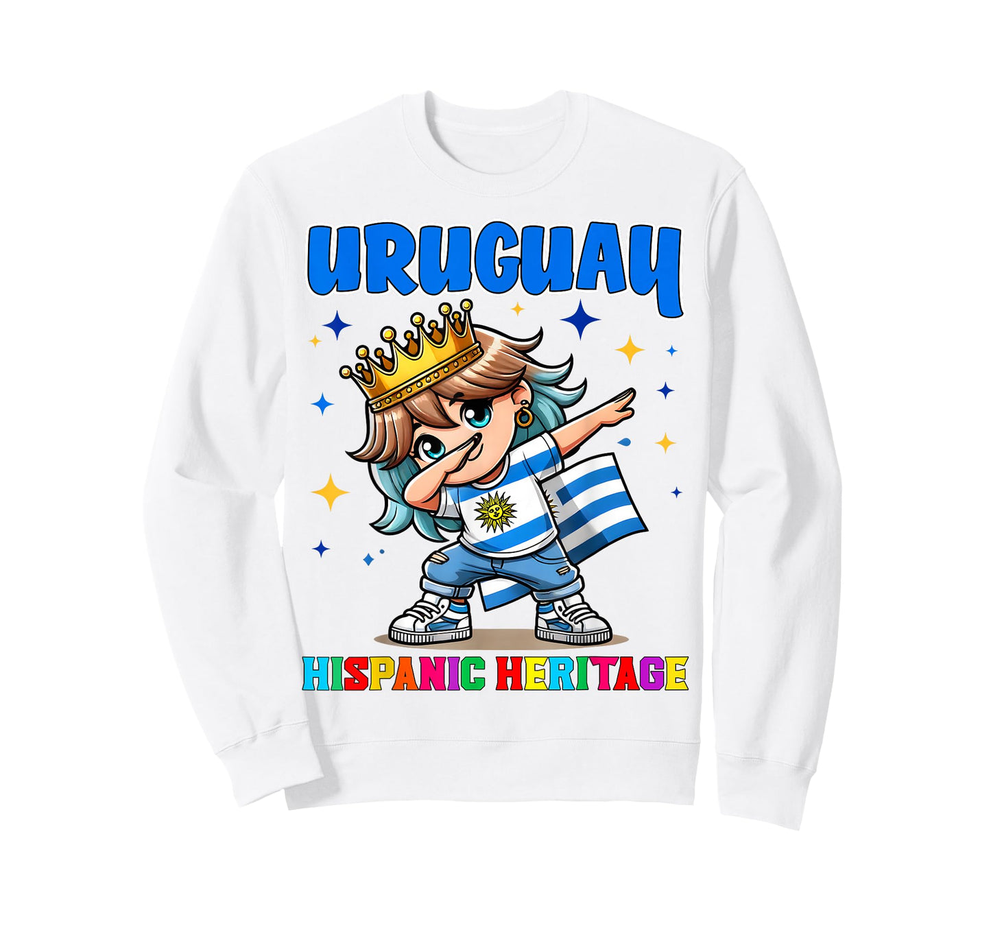 Uruguay Dabbing Girl Hispanic Heritage Celebration for Kids T-Shirt
