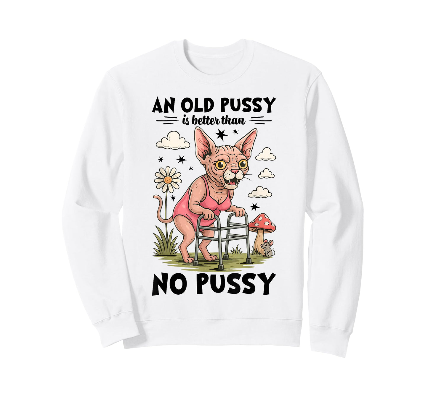 Old Pussy Better Than No Pussy Funny Cat Meme Adult Humor T-Shirt