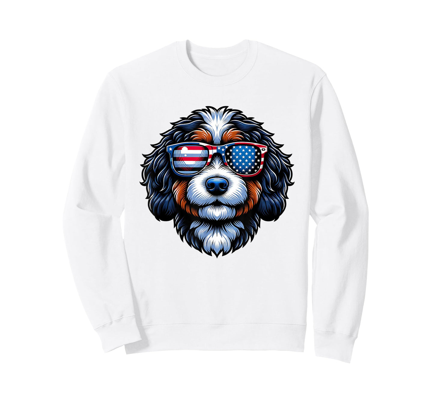 Patriotic Bernedoodle American Flag Sunglasses 4th of July T-Shirt