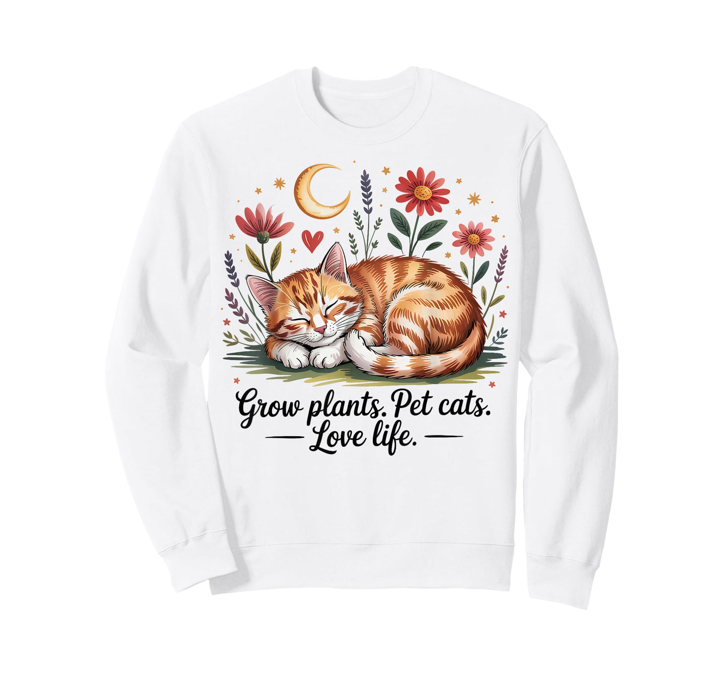 Grow Plants Pet Cats Love Life Cute Gardening Cat Lover T-Shirt