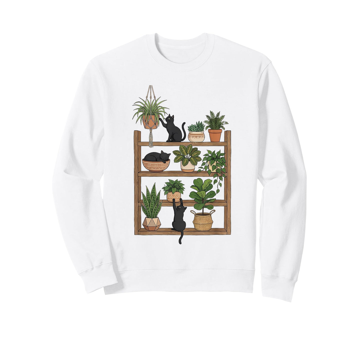 Coquette Plant Shelf Cat, Houseplant Lover, Cute Cat & Plant T-Shirt