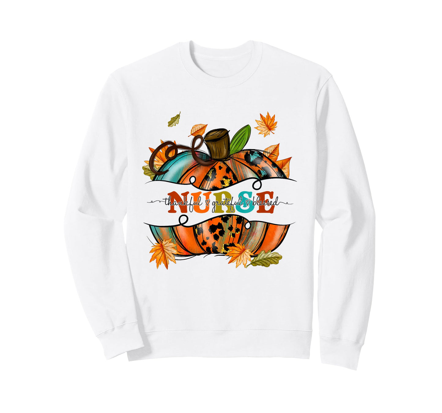 Autumn Fall Outfit Nurse Thankful Grateful Blessed Pumpkin T-Shirt