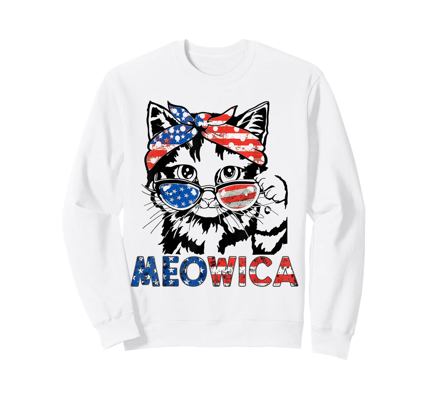 Meowica cat Sunglasses American Flag 4th of July Merica USA T-Shirt
