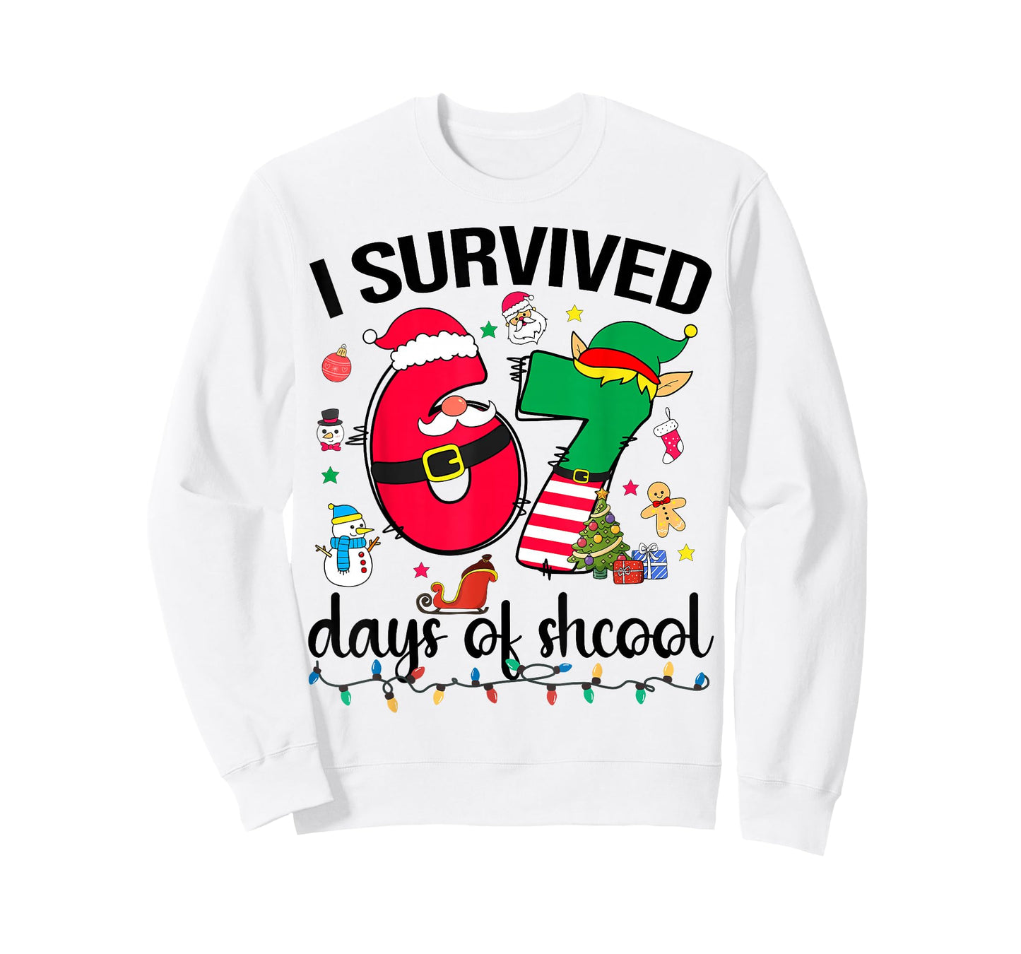 I Survived 67 Days of School Funny Christmas Teacher Student T-Shirt