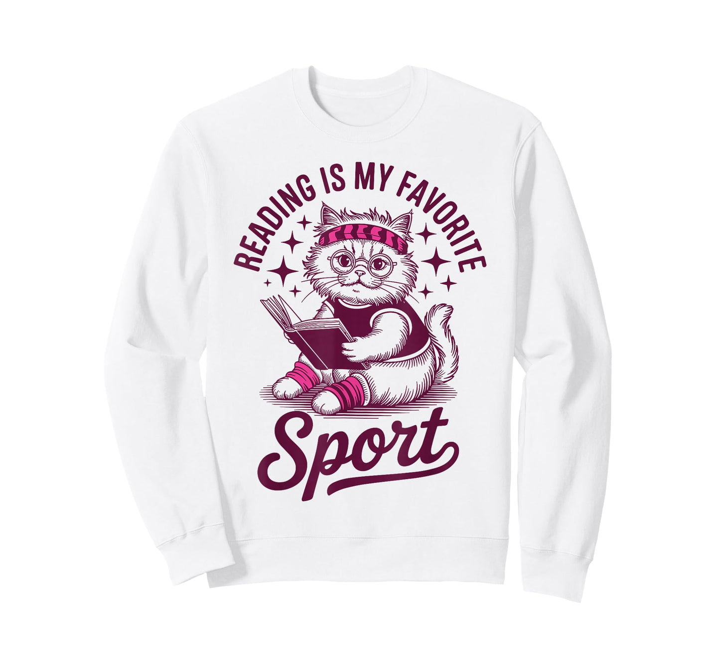 Reading is My Favorite Sport Funny Cat and Book Lover Women T-Shirt