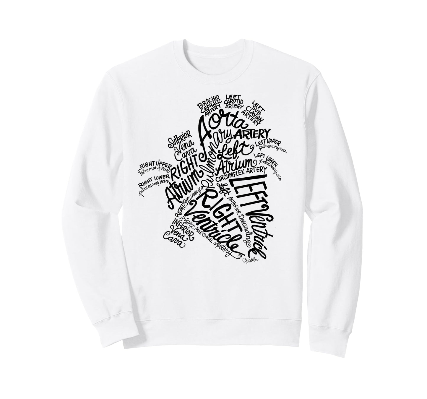 Anatomical Heart Medical Word Art Cloud in Black T-Shirt