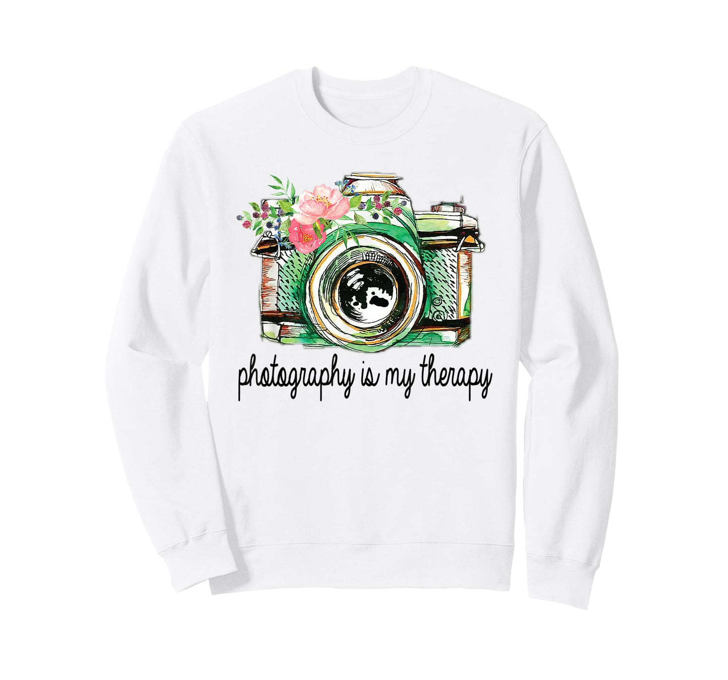 Photography Is My Therapy Vintage Camera With Flowers T-Shirt